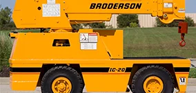 Side profile view of the Broderson IC-20 carry deck crane.