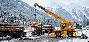 Cold weather lifting made manageable with a Broderson crane build for tough sites.