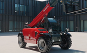 Magni TH Telehandler rotating with load in industrial yard