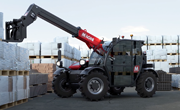 Magni TH Telehandler rotating with load in industrial yard