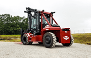 Taylor XH360L Heavy Duty Forklift back left side view operating on jobsite