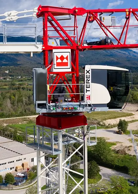 Terex Flat Top Tower Crane operating on jobsite