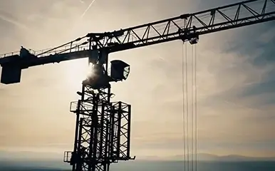 Terex Flat Top Tower Crane operating on jobsite