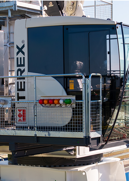 Terex luffing jib tower cranes operating on jobsite