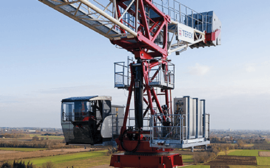 Terex luffing jib tower cranes operating on jobsite