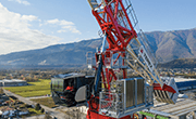 Terex luffing jib tower cranes operating on jobsite