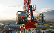 Terex luffing jib tower cranes operating on jobsite