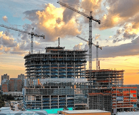 Terex Flat Top Tower Crane operating on jobsite