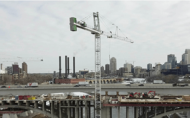 Terex Flat Top Tower Crane operating on jobsite