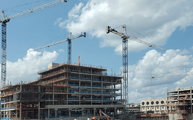 Terex Flat Top Tower Crane operating on jobsite