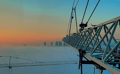 Terex Flat Top Tower Crane operating on jobsite