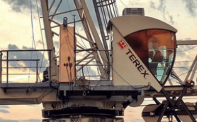 Terex Flat Top Tower Crane operating on jobsite