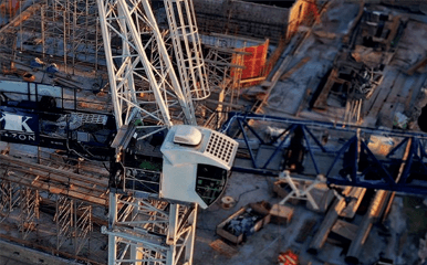 Terex Flat Top Tower Crane operating on jobsite