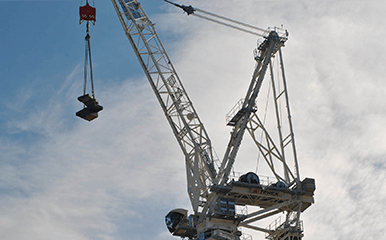 Terex Luffing Jib Tower Crane operating on jobsite