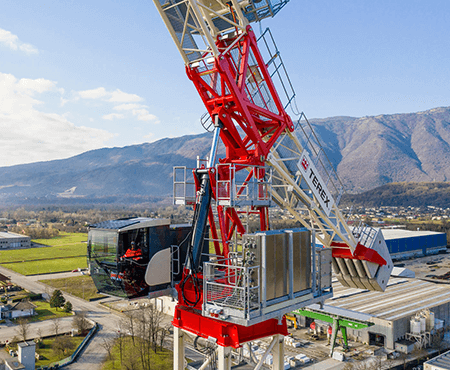 Terex Luffing Jib Tower Crane operating on jobsite
