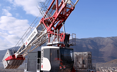 Terex Luffing Jib Tower Crane operating on jobsite