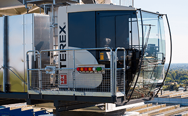 Terex Luffing Jib Tower Crane operating on jobsite