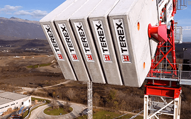 Terex Luffing Jib Tower Crane operating on jobsite