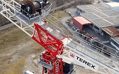 Terex Luffing Jib Tower Crane operating on jobsite